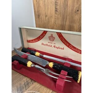 MCM B Thomas & Co Sheffield England 3 Piece Carving Cutlery Set